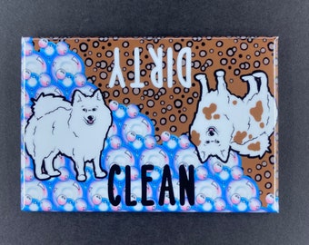 Samoyed Dishwasher Magnet - Eskimo Dog Gifts & Collectibles - Kitchen Cleaning Accessories and Home Decor