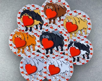 Pomeranian Dog Valentine's Day Gifts & Accessories - Handmade Magnet, Pinback Button, Bottle Opener, Keychain or Mini Ornament