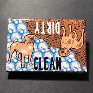 Boerboel Dishwasher Magnet, Retro Dog Kitchen Decor, Cartoon Pet Portrait Art Gift, 2x3" High Quality Handmade Magnet