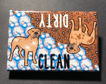 Boerboel Dishwasher Magnet, Retro Dog Kitchen Decor, Cartoon Pet Portrait Art Gift, 2x3" High Quality Handmade Magnet