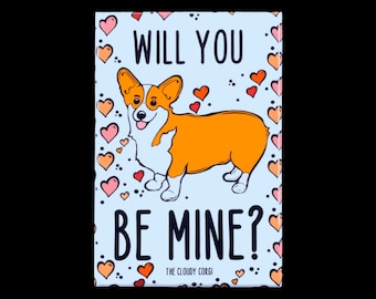 Corgi Valentine's Day Magnet, Corgi Valentine Gift, Retro Holiday Dog Kitchen & Office Decor, 2x3" Handmade Magnet
