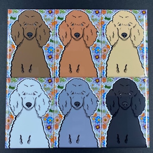 Standard Poodle Magnet, Floral Dog Kitchen & Office Decor, Retro Pet Portrait Art Gift, Wildflower Dog Magnet, 2x3" Handmade - 6 colors
