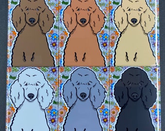 Standard Poodle Magnet, Floral Dog Kitchen & Office Decor, Retro Pet Portrait Art Gift, Wildflower Dog Magnet, 2x3" Handmade - 6 colors