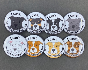 Pit Bull Terrier Dog Dog is Waiting Pet Portrait Handmade Gift & Accessory - Magnet, Pinback Button, Bottle Opener, Keychain, Mini Ornament