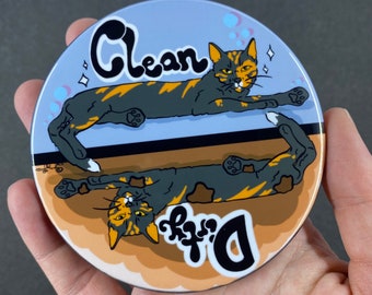 Cat Unicorn Dishwasher Magnet - Clean/Dirty Sign With Adhesive For Non-Magnetic Surfaces - View #2