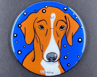 Azawakh Dog Snowy Christmas Pet Portrait Handmade Gift & Accessory - Magnet, Pinback Button, Bottle Opener, Keychain, Mini Ornament
