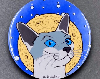 Siamese Cat Full Moon Pet Portrait Handmade Gift & Accessories - Magnet, Pinback Button, Bottle Opener, Keychain, or Mini Ornament