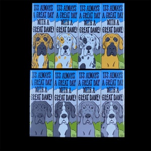 Great Dane Dog Magnet, Cartoon Pet Portrait Gift, Retro Kitchen & Office Decor, 1.5x4.5" High Quality Handmade Magnet