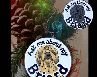 Briard Dog Mini Ornament, Retro Dog Christmas Tree Decoration, Holiday Decor Stocking Stuffer Gift, Handmade 2.25"