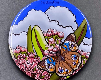 Buckeye Butterfly Milkweed Insect Art Gifts & Accessories - Handmade Magnet, Pinback Button, Bottle Opener, Keychain or Mini Ornament