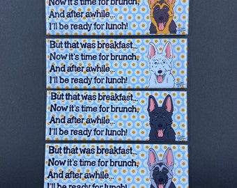 German Shepherd Magnet - Funny Dog Fridge Decor - 1.5x4.5" Handmade Hand Illustrated GSD Gift - Pet Lover Kitchen Magnet, Funny Dog Poem