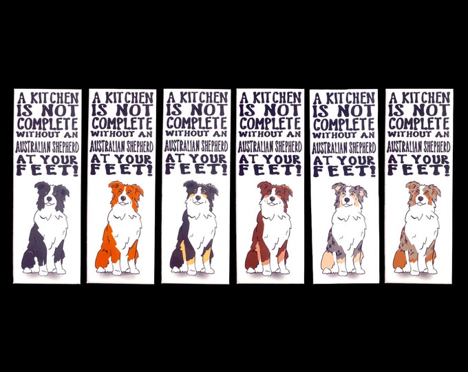 Featured listing image: Australian Shepherd Magnet, Funny Dog Kitchen Decor, Mini Cartoon Dog Portrait Art, Collectible Aussie Dog Gift, 1.5x4.5" Handmade Magnet
