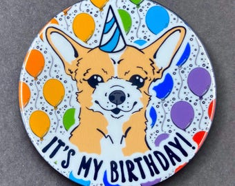 Chihuhaua Dog Birthday Pet Portrait Art Gifts & Accessories - Handmade Magnet, Pinback Button, Bottle Opener, Keychain or Mini Ornament