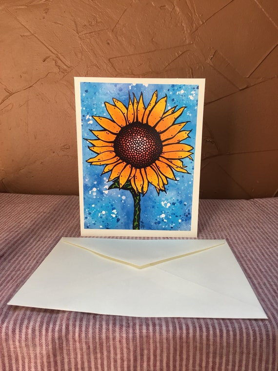 kansas sunflower blank greeting card flowers on the prairie etsy
