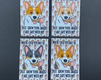 Welsh Corgi Ice Cream Magnet, Funny Summer Dog Decor, Pet Portrait Art Gift, 2x3" High Quality Handmade Magnet