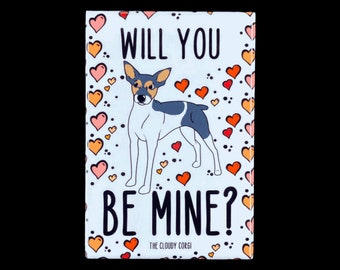 Rat Terrier Magnet, Dog Valentine's Day and Anniversary Gift, Holiday Pet Portrait Art Kitchen & Office Decor, 2x3" Handmade Magnet
