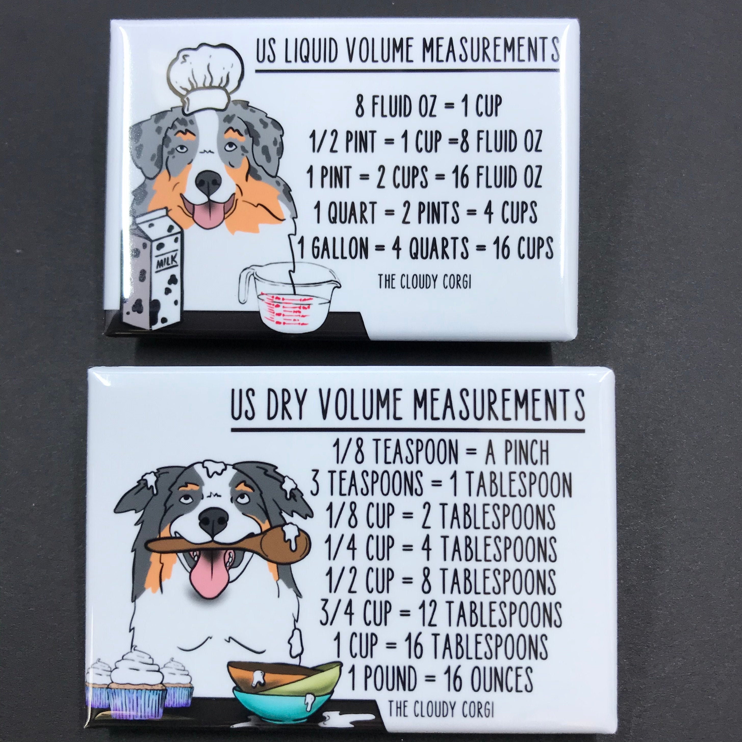 Australian Shepherd Dog Measuring Magnet Set Baking & | Etsy