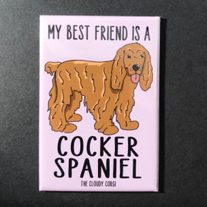 Cocker Spaniel Magnet, Retro Dog Kitchen & Office Decor, Cartoon Pet Portrait Art Gift, 2x3" High Quality Handmade Magnet