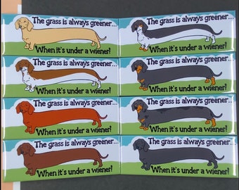 Funny Dachshund Magnet, Wiener Dog Portrait Art Gift, Retro Dog Kitchen & Office Decor, 1.5x4.5" High Quality Handmade Magnet