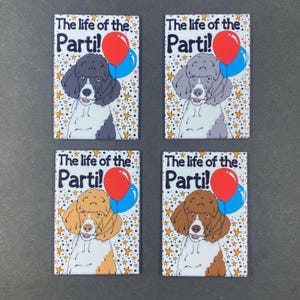 Parti Poodle Magnet, "The life of the Parti!", Cartoon Art Pet Portrait Gift, Dog Kitchen & Office Decor, 2x3" Handmade Magnet