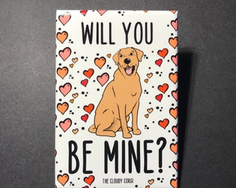 Yellow Labrador Retriever Magnet, Valentine's Day Dog Portrait Gift, Retro Holiday Kitchen & Office Decor, 2x3" High Quality Handmade Magnet