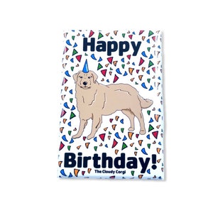 Golden Retriever Magnet, Dog Birthday Gift, Cartoon Pet Portrait Confetti Art, Celebration & Party Decor, 2x3" High Quality Handmade Magnet