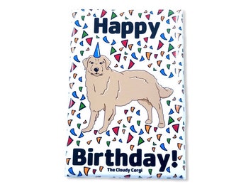 Golden Retriever Magnet, Dog Birthday Gift, Cartoon Pet Portrait Confetti Art, Celebration & Party Decor, 2x3" High Quality Handmade Magnet