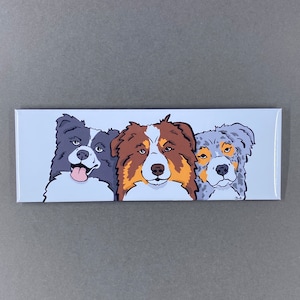 Australian Shepherd Magnet, Funny Pet Portrait Art Gift, Retro Dog Kitchen & Office Decor, 1.5X4.5" Handmade Magnet