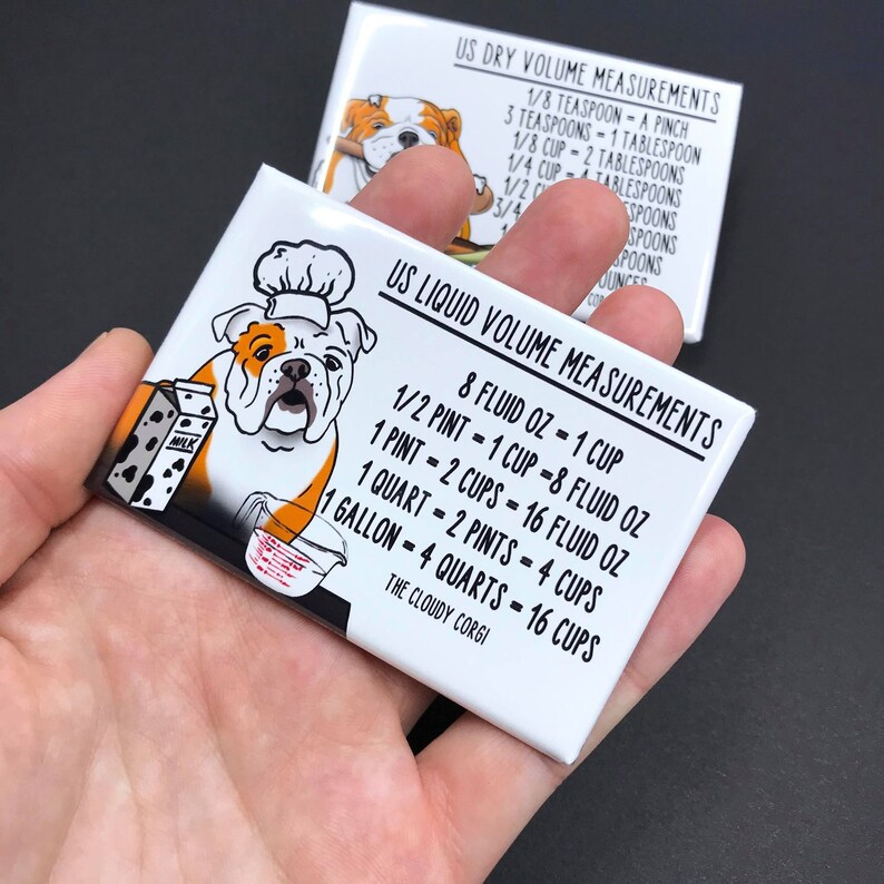 English Bulldog Kitchen Measuring Chart Set Dog Baking Etsy