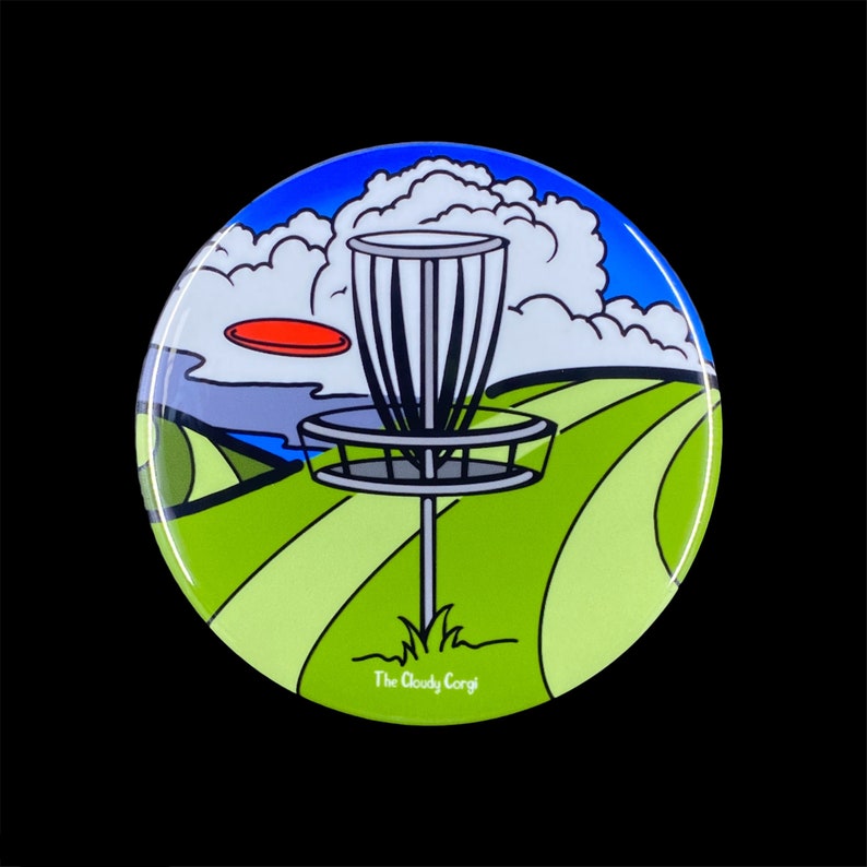 Disc Golf Basket Pinback Button Badge Psychedelic Art Etsy