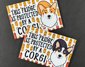 Welsh Corgi Dog Fridge Protector Magnet, Funny Pet Portrait Gift, Retro Art Kitchen & Office Decor Handmade Magnet - 2x3"