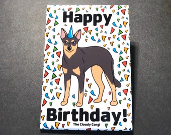 Australian Kelpie Happy Birthday Magnet - Dog Breed Gifts & Collectibles - Cartoon Art Dog Kitchen Decor