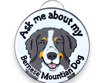 Bernese Mountain Dog Bottle Opener Keychain, Ask Me About My Dog Key Ring, Bartender Gift, Travel Accessories, Stocking Stuffer