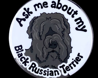 Black Russian Terrier Dog Handmade Pet Portrait Art Gifts & Accessories - Magnet, Pinback Button, Bottle Opener, Keychain or Mini Ornament