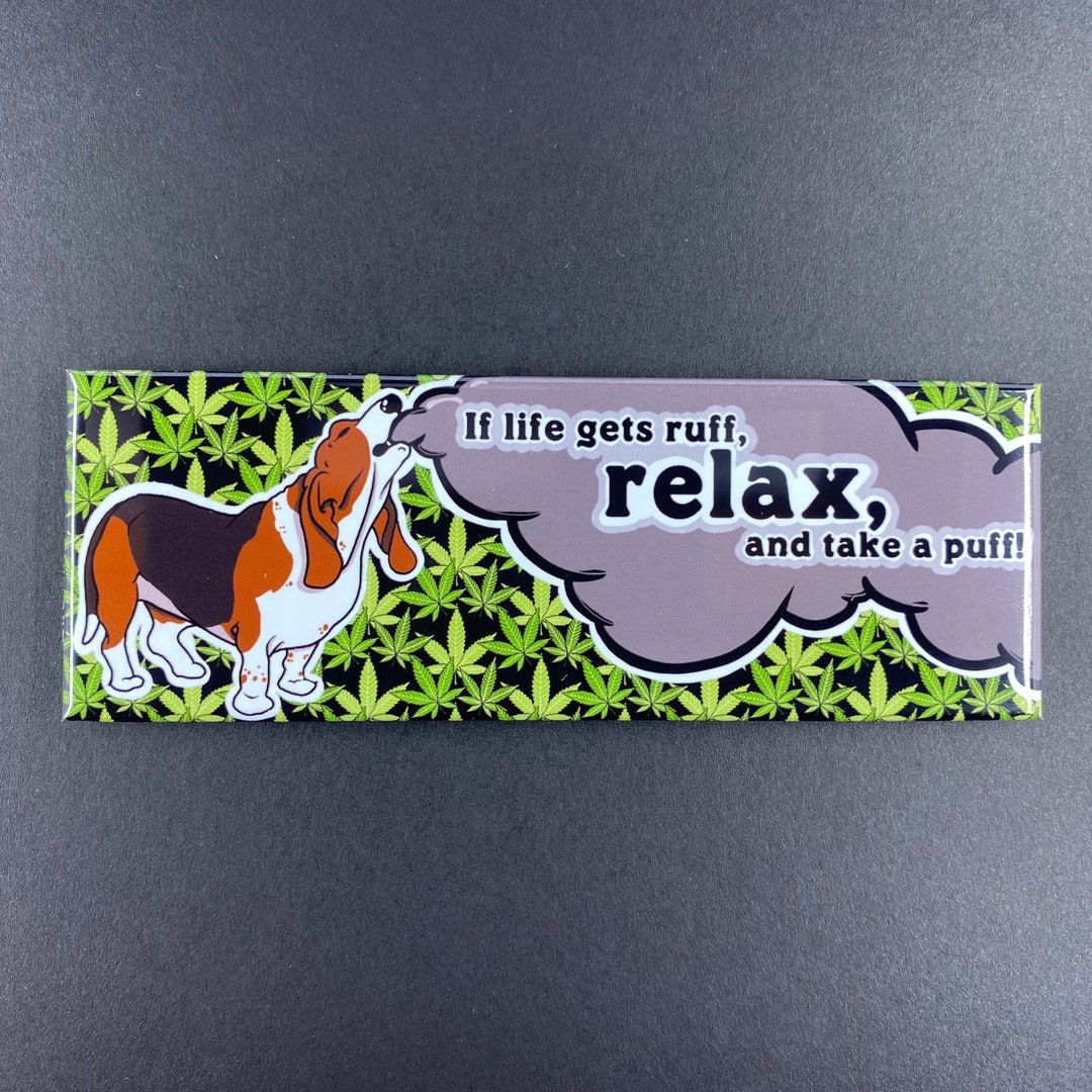 Funny Stoner Dog Magnet, 420 Basset Hound Kitchen Decor, Funny Dog