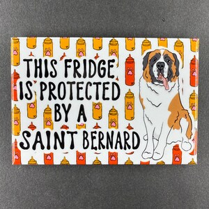 Saint Bernard Dog Fridge Protector Magnet, Funny Pet Portrait Gift, Retro Art Kitchen & Office Decor Handmade Magnet - 2x3"