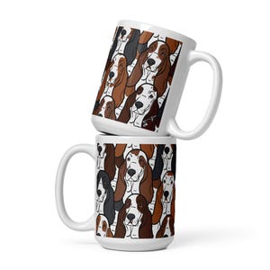 Taza con estampado de perro Basset Hound, taza de café retro de Basset Hound, regalo artístico con retrato de mascota ilustrado a mano, utensilios de cocina para perros