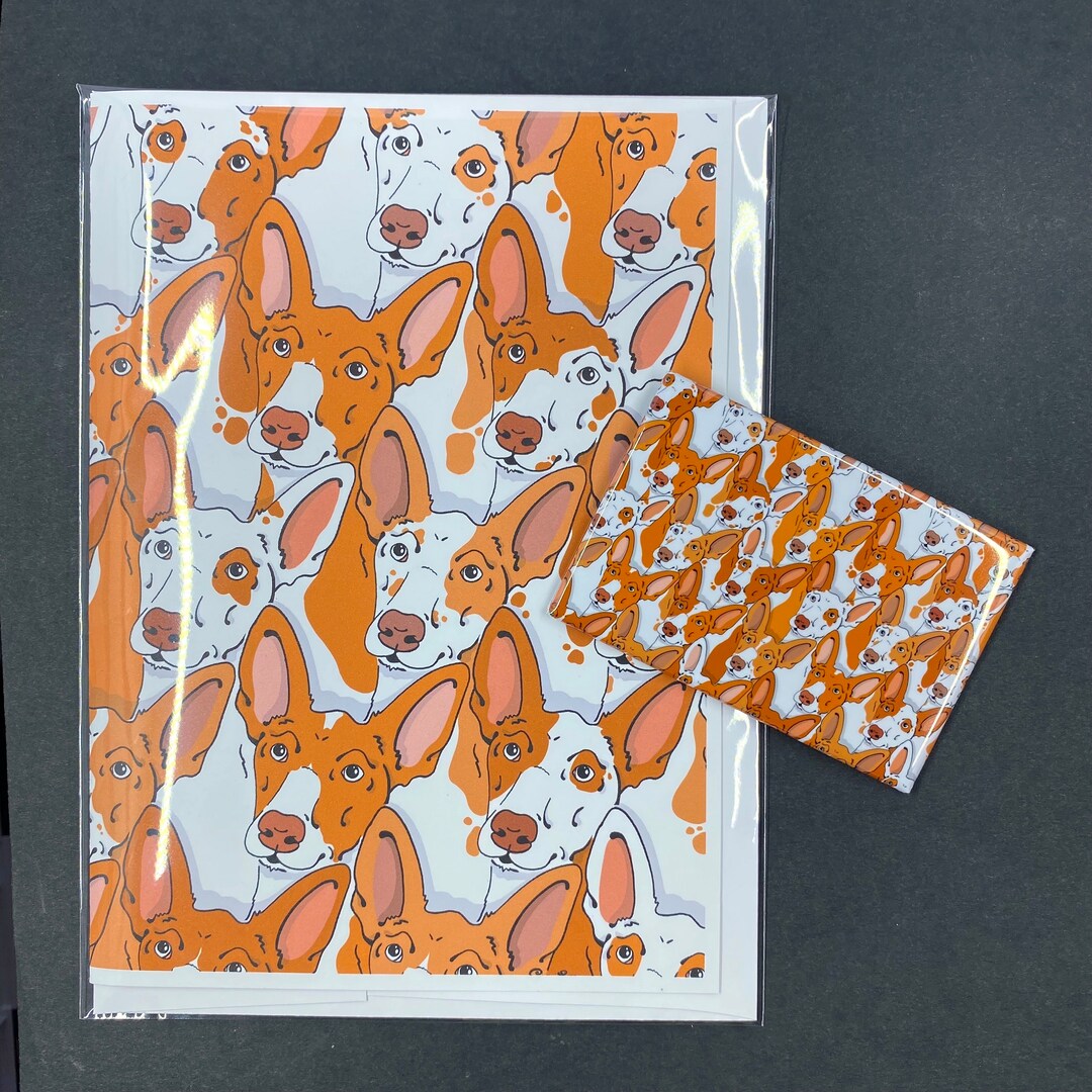 Ibizian Hound Magnet & Greeting Card Set, Retro Handmade Dog Art Gift ...