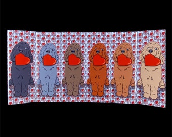 Goldendoodle Valentine's Day Magnet, Dog Valentine, Holiday Pet Portrait Gift, Retro Kitchen & Office Decor, 1.5x4.5" Handmade Magnet