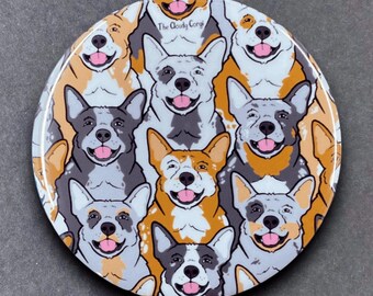 Australian Cattle Dog Handmade Heeler Dog Portrait Art Gift & Accessory - Magnet, Pinback Button, Bottle Opener, Keychain, or Mini Ornament