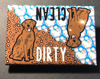 Chocolate Labrador Retriever Dishwasher Magnet, Clean Dirty Dog Kitchen Decor, Mothers Day Gift, Housewarming Gift, 2x3" Handmade Magnet