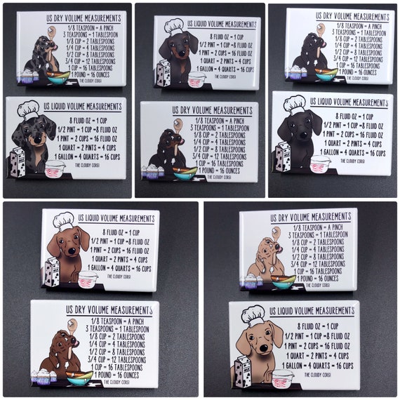 Dapple Dachshund Dog Measuring Chart Magnet Set Kitchen Cooking and Baking  Guide