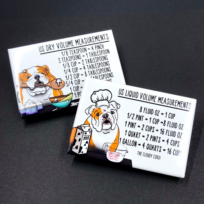 English Bulldog Kitchen Measuring Chart Set Dog Baking Etsy