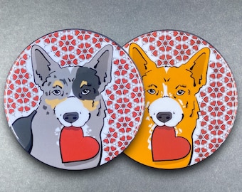 Australian Cattle Dog Heart Valentines Day Gift & Accessories - Handmade Magnet, Pinback Button, Bottle Opener, Keychain or Mini Ornament