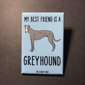 Greyhound Magnet, Retro Dog Kitchen & Office Decor, Cartoon Pet Portrait Art Gift, 2x3" High Quality Handmade Magnet