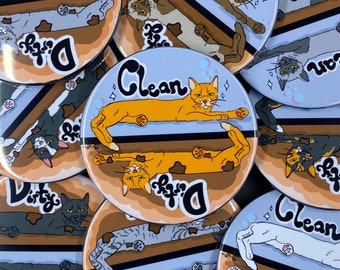 Cat Dishwasher Magnet, Clean Dirty Cat Magnetic Sign, Retro Kitchen Decor, Cat Cleaning Accessories, Pet Portrait Gift 3.5" Handmade Magnet