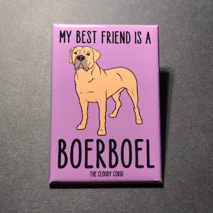 Boerboel Magnet, Retro Dog Kitchen & Office Decor, Cartoon Pet Portrait Mini Art Gift, Dog Breed Collectible, 2x3" Handmade Magnet