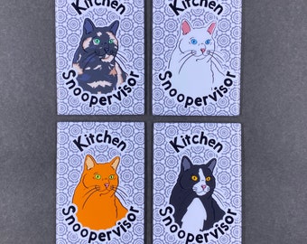 Kitchen Snoopervisor Cat Magnet – Funny Fridge Decor, Cat Lover Gift