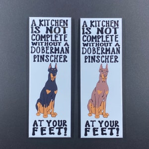 Doberman Pinscher Magnet, Retro Dog Kitchen Decor, Cartoon Pet Portrait Gifts & Collectibles, 1.5x4.5" High Quality Handmade Magnet