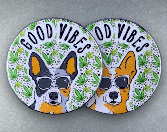 Australian Cattle Dog Good Vibes 420 Pet Portrait Gift & Accessories - Handmade Magnet, Pin Button, Bottle Opener, Keychain or Mini Ornament